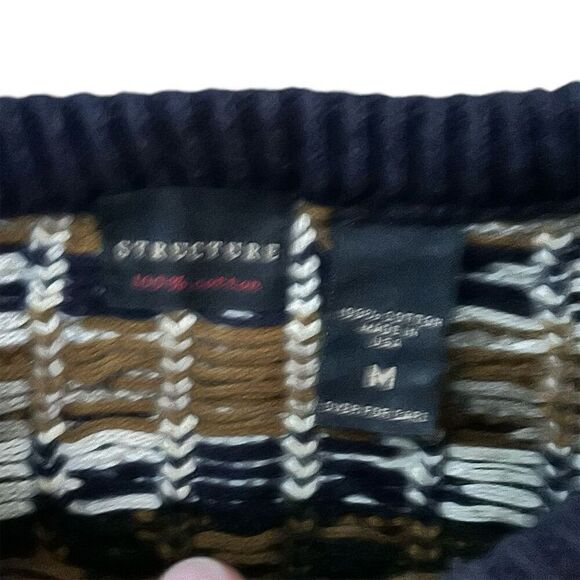 Vintage 90s Structure Men's Aztec Geometric Knit Sweater Size M - Picture 3 of 3